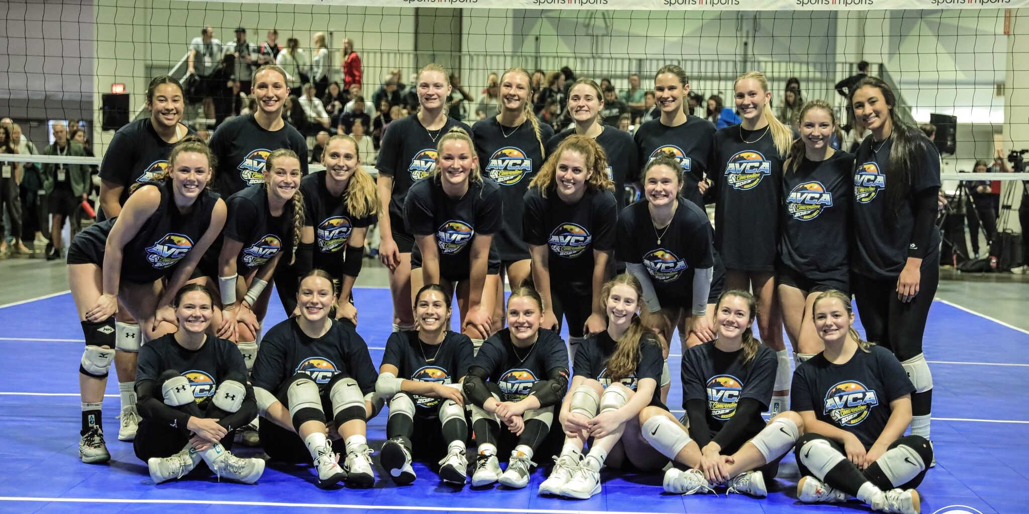 Class of AVCA Student Athlete Demonstrators posing for a photo after demonstrating at the AVCA Convention